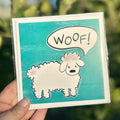 “Woof” Fluffy Dog Blank Greeting Card