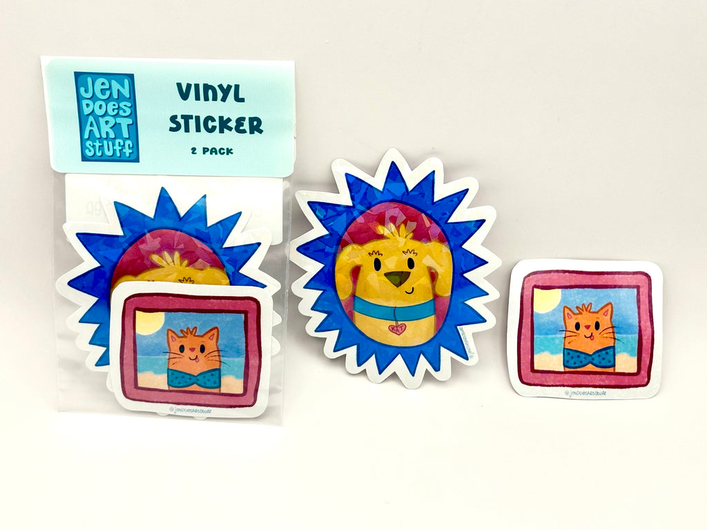 “Dr. Doog” & “Beach Kitty” Vinyl Sticker - 2 Pack