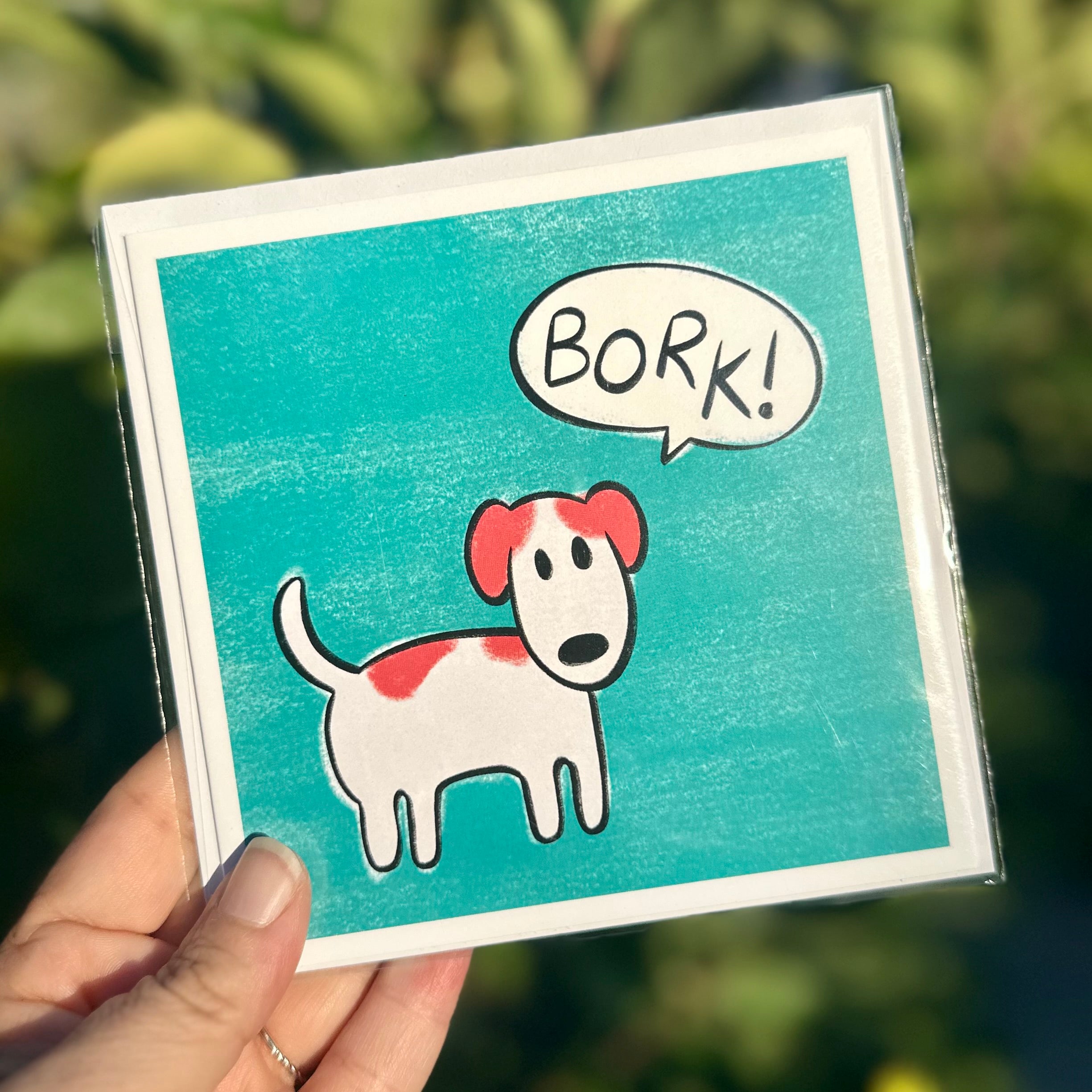 “Bork” Dog Blank Greeting Card