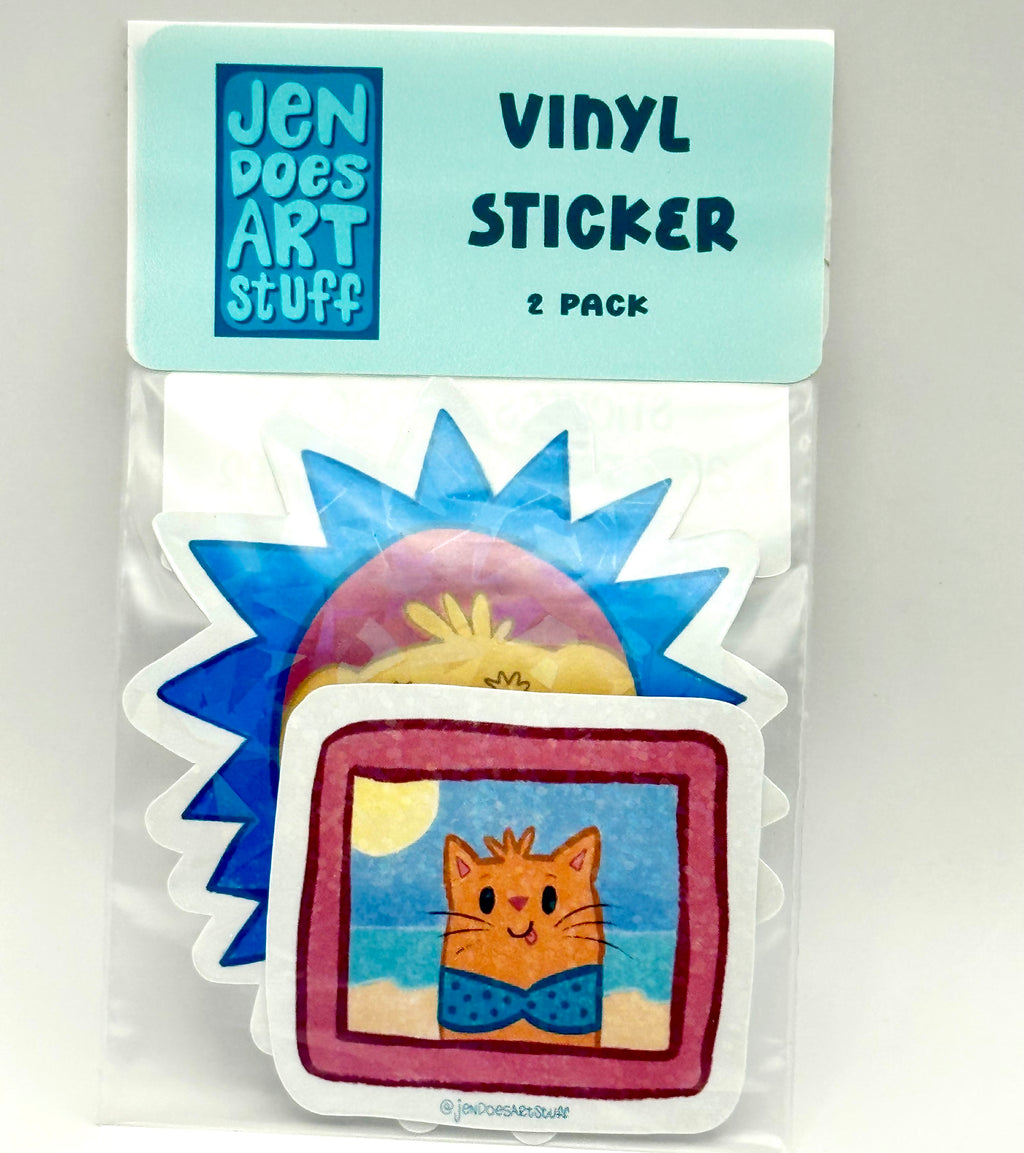 “Dr. Doog” & “Beach Kitty” Vinyl Sticker - 2 Pack