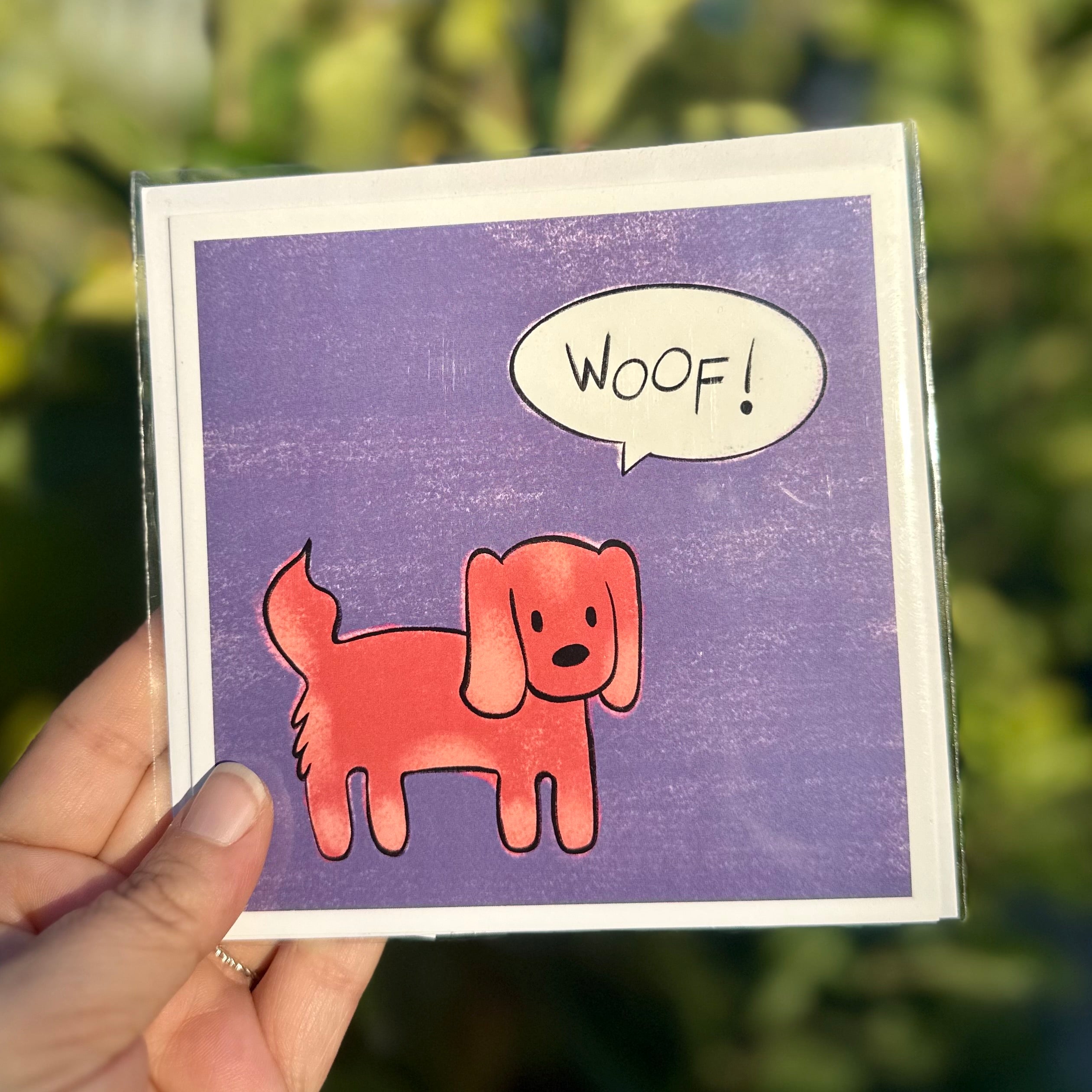 “WOOF” Spaniel Dog Blank Greeting Card