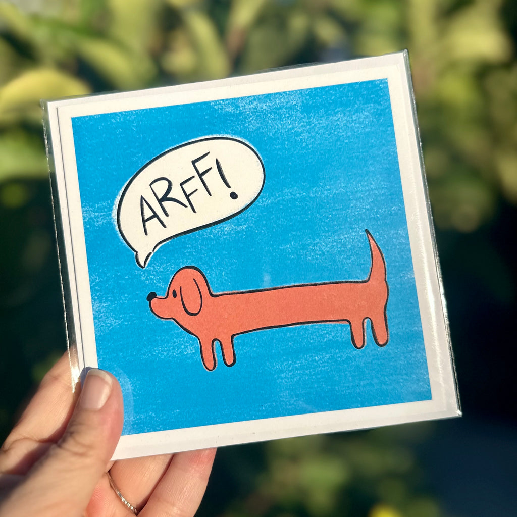 “ARFF” Weenie Dog Blank Greeting Card