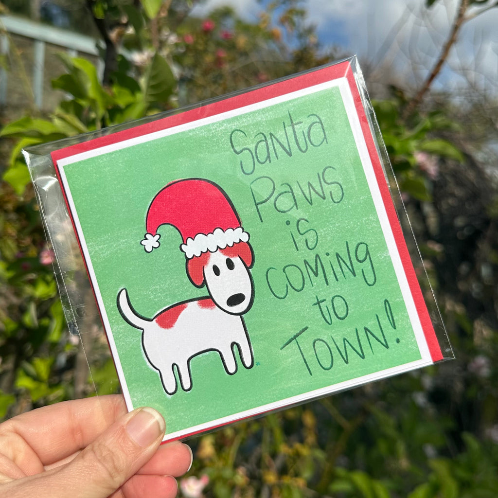 “Santa Paws is Coming to Town” Holiday Blank Greeting Card